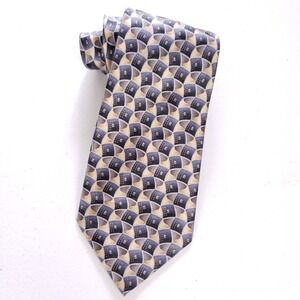 Cocktail Colors Silk Tie Brown Gold Curve Geometric Print Handmade Menswear